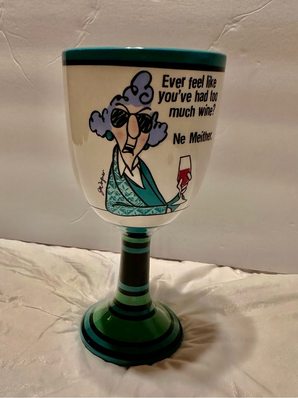 Maxine- Green Striped Ceramic Wine Goblet